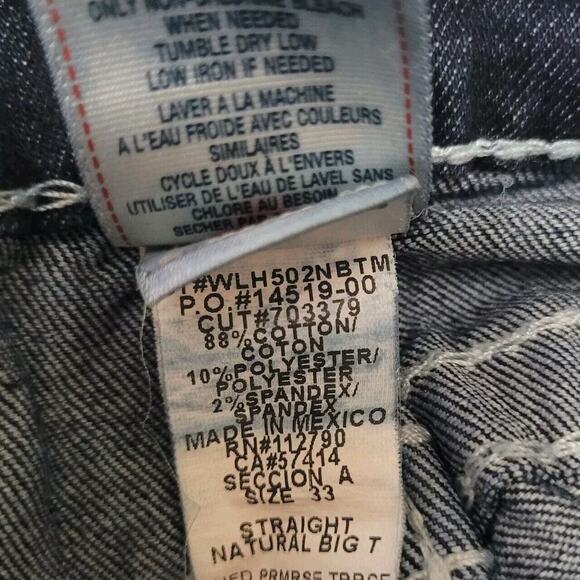 True Religion Jeans 33 Blue Denim Natural Big T Bobby Y2K Thick Stitch Straight - Picture 8 of 10